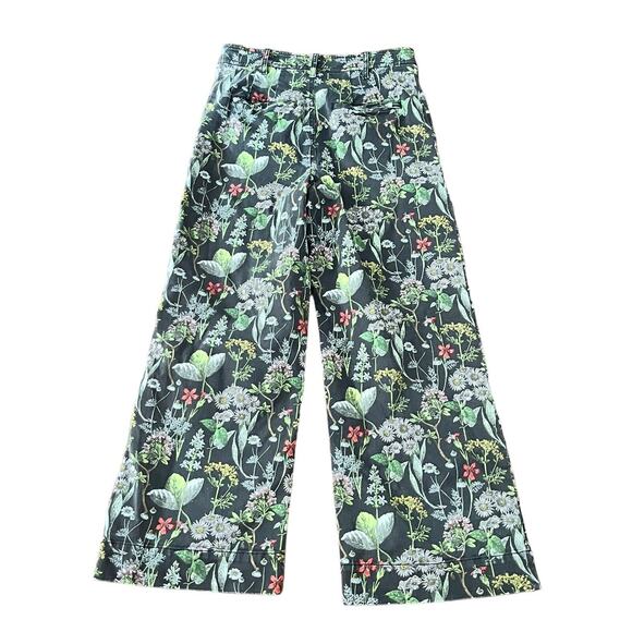 PILCRO Anthropologie Water Lily Jeans Pant •27• Botanical Floral High Wide Leg - Picture 4 of 13